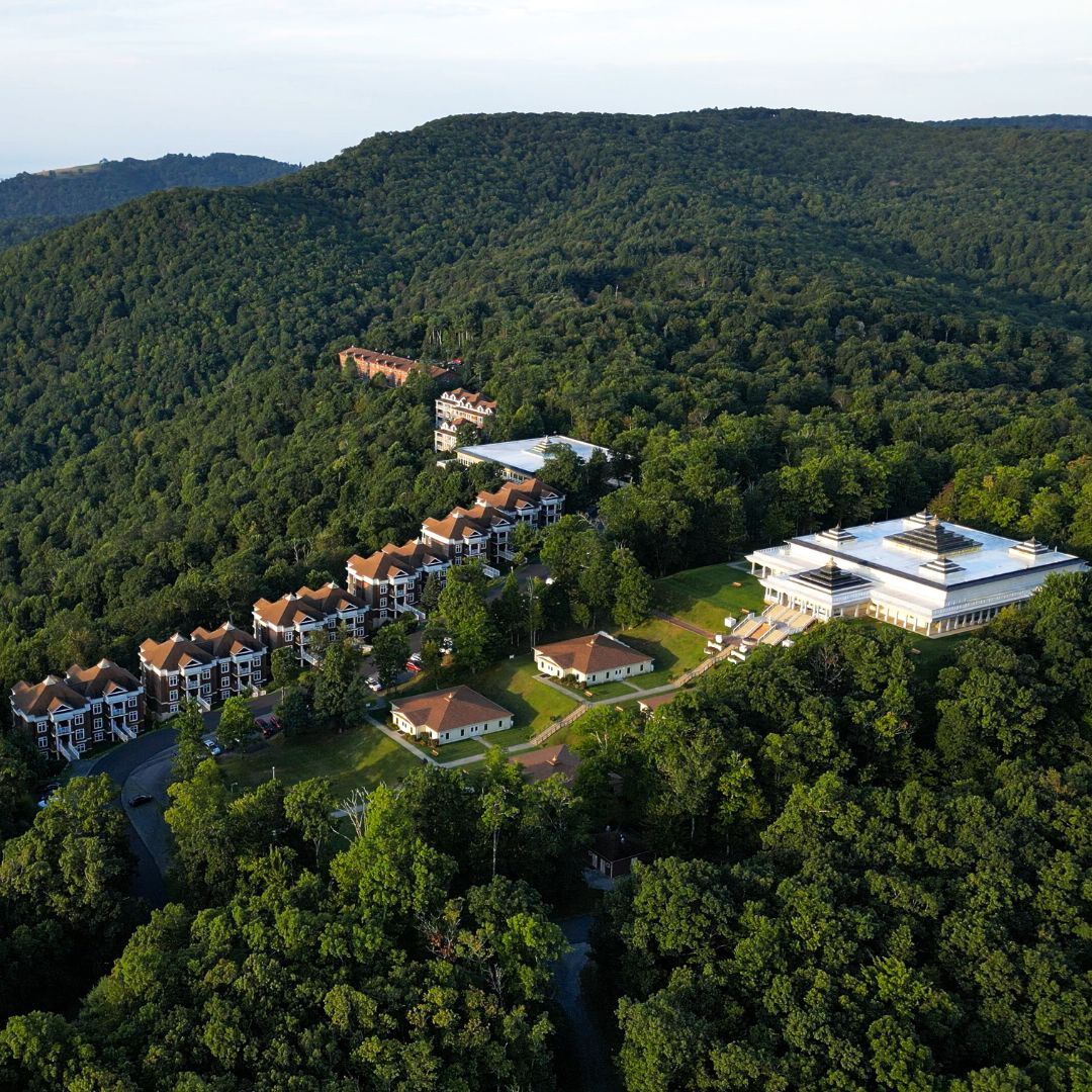 Aerial view of Blue Ridge Preservation in the mountains